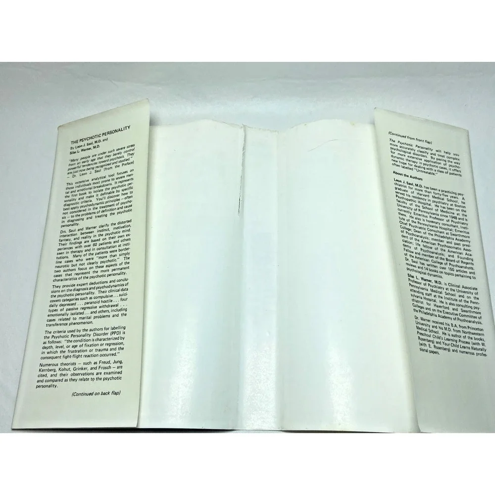 The Psychotic Personality‎ Hardcover Leon Saul Silas Warner 1st Edition 1982 VTG